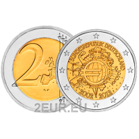 Saksa 2 euroa UNC 2012 - 10 vuotta eurokäteistä - F - Stuttgart