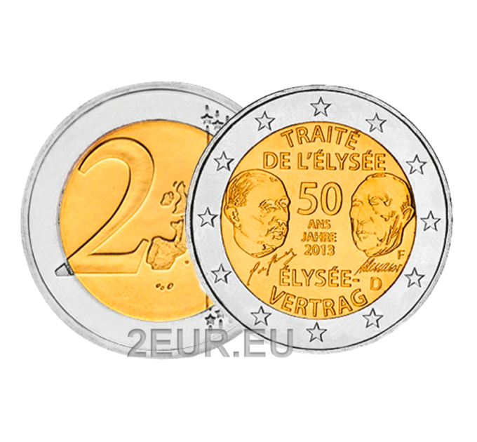 Saksa 2 euroa UNC 2013 - Elyséen sopimus 50 vuotta - F - Stuttgart