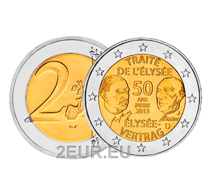 Saksa 2 euroa UNC 2013 - Elyséen sopimus 50 vuotta - J - Hampuri