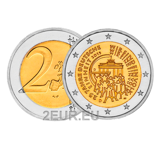 Saksa 2 euroa UNC 2015 - 25 vuotta Saksan yhtenäisyyttä - J - Hampuri
