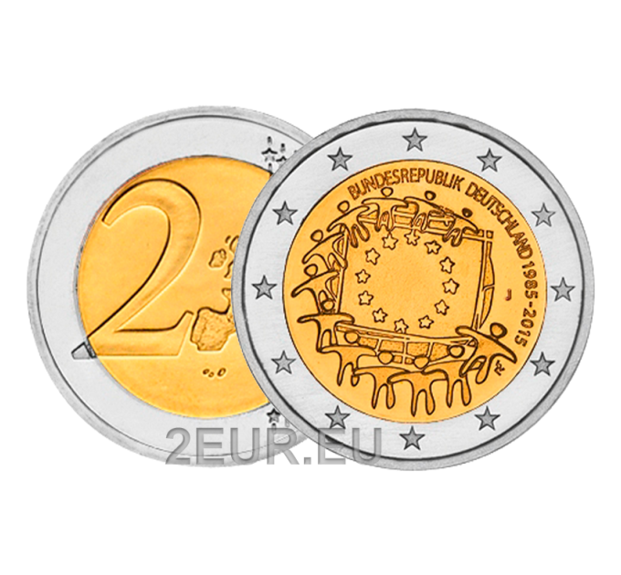 Saksa 2 euroa UNC 2015 - Euroopan lipun 30-vuotispäivä - J - Hampuri