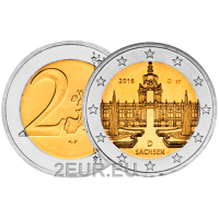 Saksa 2 euroa UNC 2016 - Zwingerin palatsi Dresdenissä - D - München