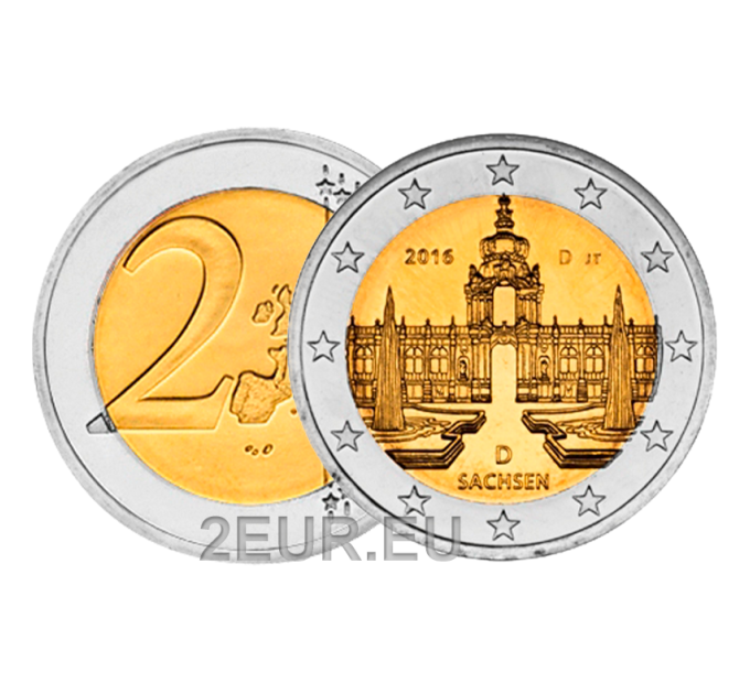 Saksa 2 euroa UNC 2016 - Zwingerin palatsi Dresdenissä - D - München
