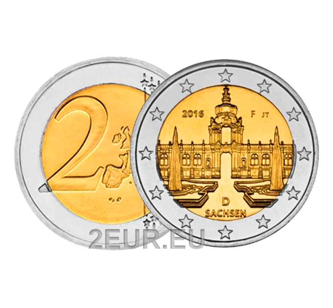 Saksa 2 euroa UNC 2016 - Zwingerin palatsi Dresdenissä - F - Stuttgart