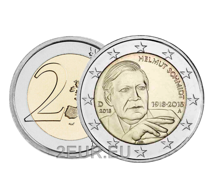 Saksa 2 euroa UNC 2018 - Helmut Schmidtin 100-vuotissyntymäpäivä - J - Hampuri