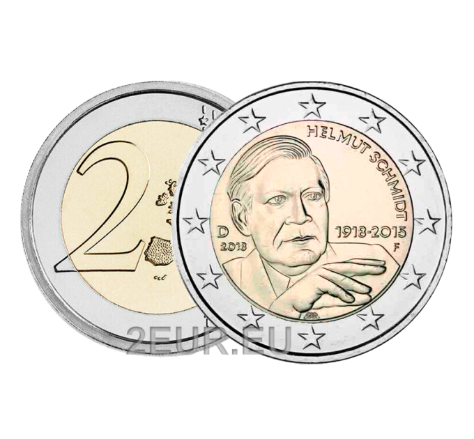 Saksa 2 euron UNC 2018 - Helmut Schmidtin 100. syntymäpäivä - F - Stuttgart