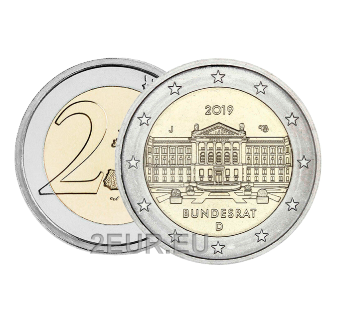 Saksa 2 euroa UNC 2019 - Bundesrat - J - Hampuri