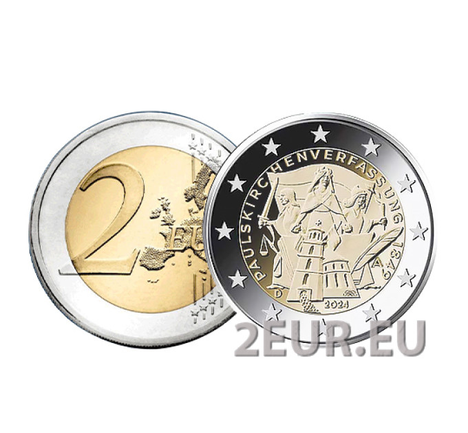 Saksa 2 euroa UNC 2024 - 175 vuotta Paulskirchen perustuslaista - D