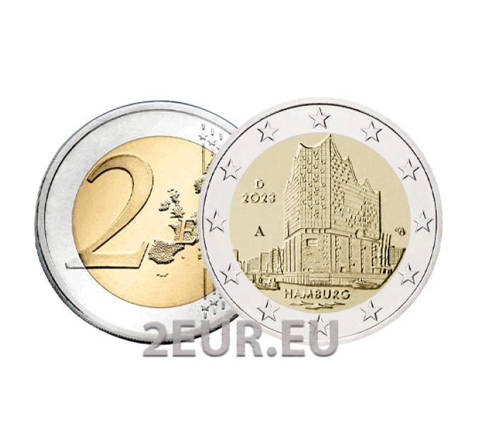 Saksa 2 euroa UNC 2023 - Hampuri - Elbphilharmonie - A - Berliini