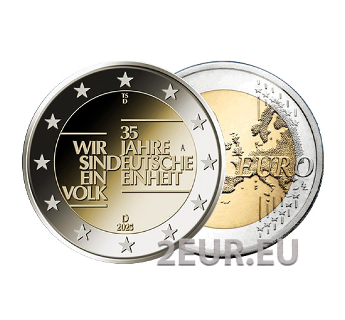 Saksa 2 euroa UNC 2025 - 35 vuotta Saksan yhtenäisyyttä - D