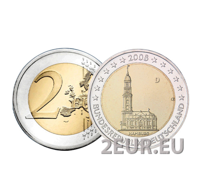 Saksa 2 euroa UNC 2008 - D - Hampuri