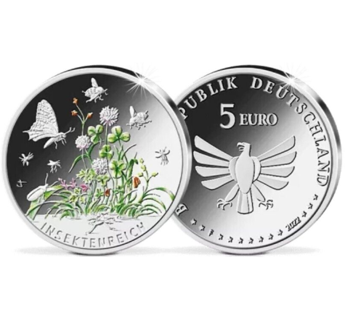 Saksa 5 euron UNC 2022 - Hyönteisten ihmeellinen maailma - Hyönteisten valtakunta