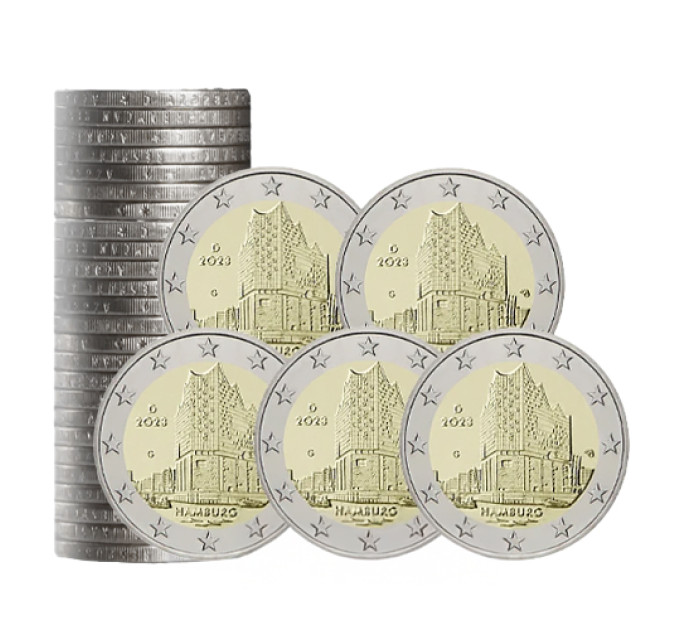 Saksa 2 euroa rullaa UNC 2023 - Hampuri - Elbphilharmonie - ADFGJ