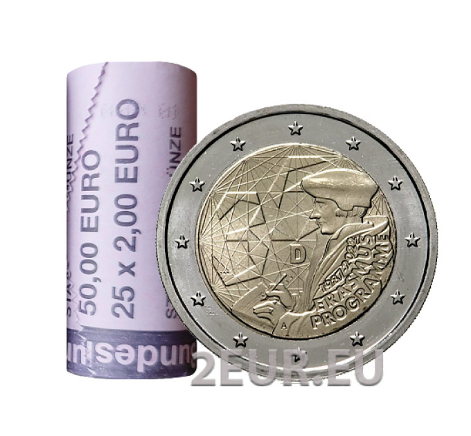 Saksa 2 euroa rullaa UNC 2022 - 35 vuotta Erasmus-ohjelmaa - F