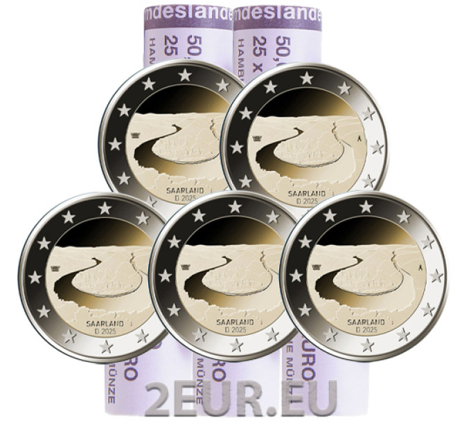 Saksa 2 euroa rullaa UNC 2025 - SAARMAA - ADFGJ