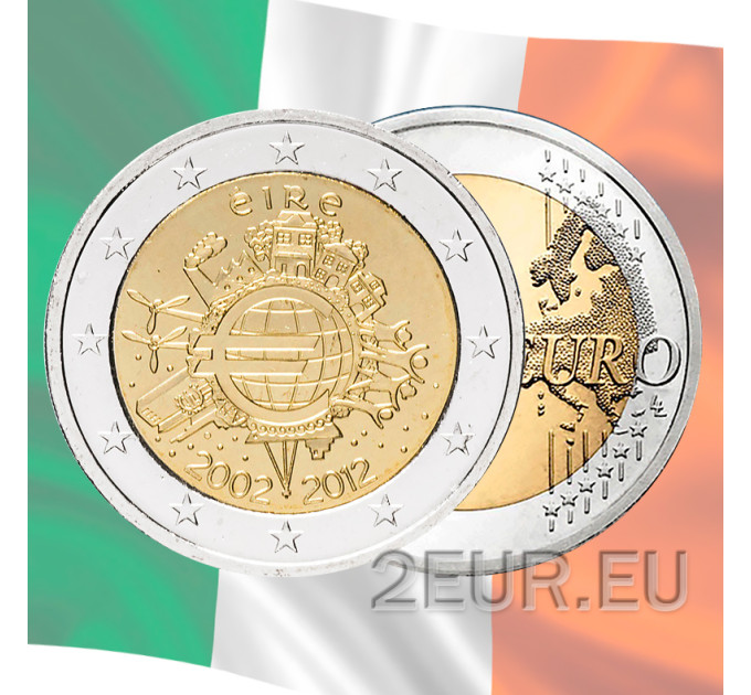Irlanti 2 euroa UNC 2012 - 10 vuotta Euro Cash