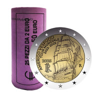 Italia 2 euron UNC roll 2025 - Amerigo Vespucci -laivan matka