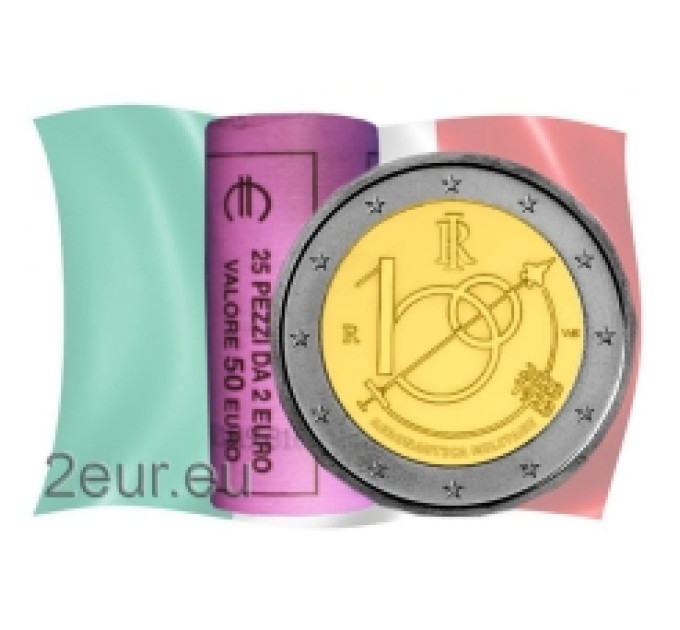 Italia 2 euron UNC rulla 2023 - 100 vuotta Italian ilmavoimista