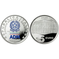 Italia 5 euron hopea PROOF 2023 - Tulli- ja monopoliviraston 170-vuotisjuhla - ADM