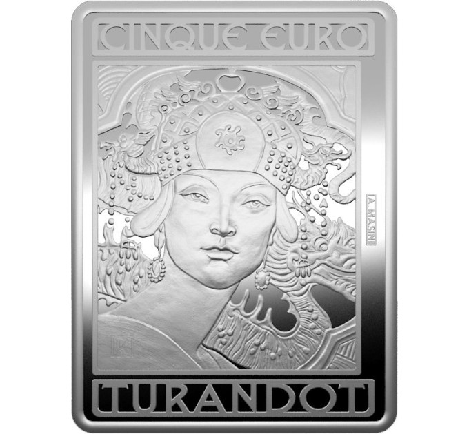 Italia 5 euron hopea PROOF 2024 - 100 vuotta Giacomo Puccinin kuolemasta
