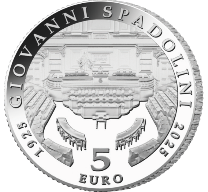 Italia 5 euroa Proof 2025 - 100 vuotta Giovanni Spadolinin syntymästä