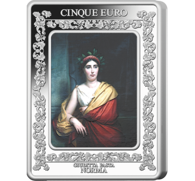 Italia 5 euron hopea PROOF 2025 - Italialainen ooppera - La Scala -teatteri - Bellinin Norma