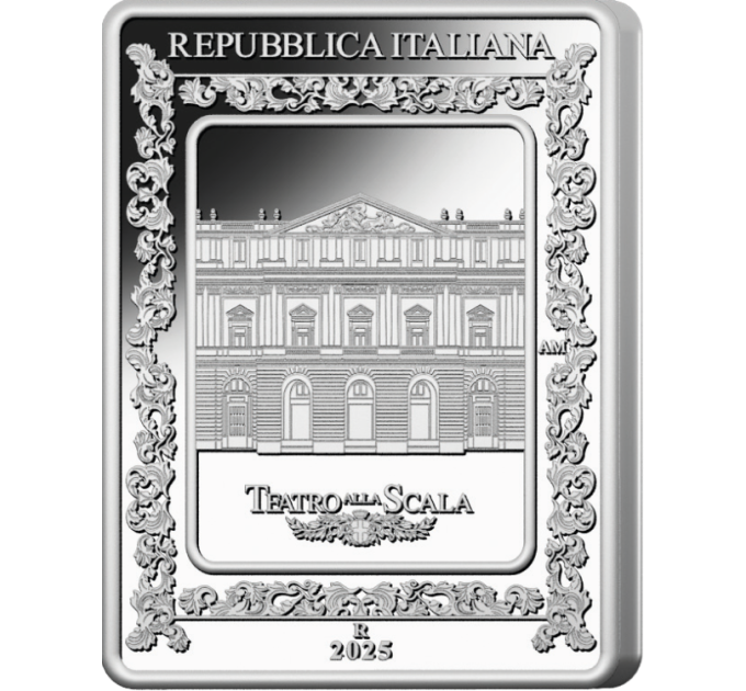 Italia 5 euron hopea PROOF 2025 - Italialainen ooppera - La Scala -teatteri - Bellinin Norma