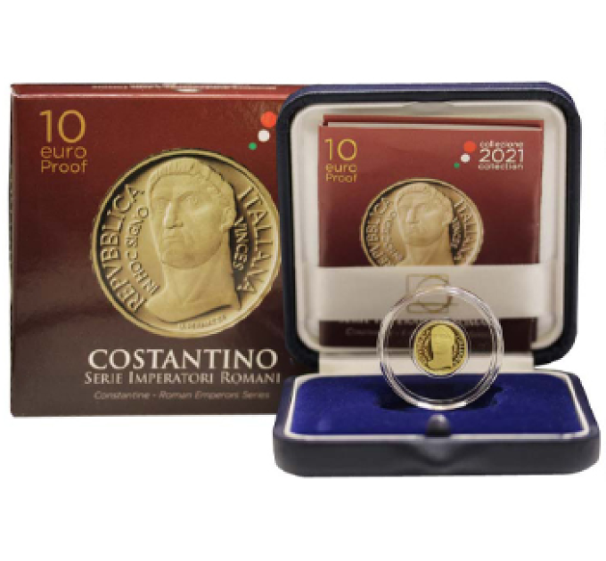 Italia 10 euron kultaa PROOF 2021 - Sarja Rooman keisarit - Costantino