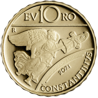 Italia 10 euron kultaa PROOF 2021 - Sarja Rooman keisarit - Costantino