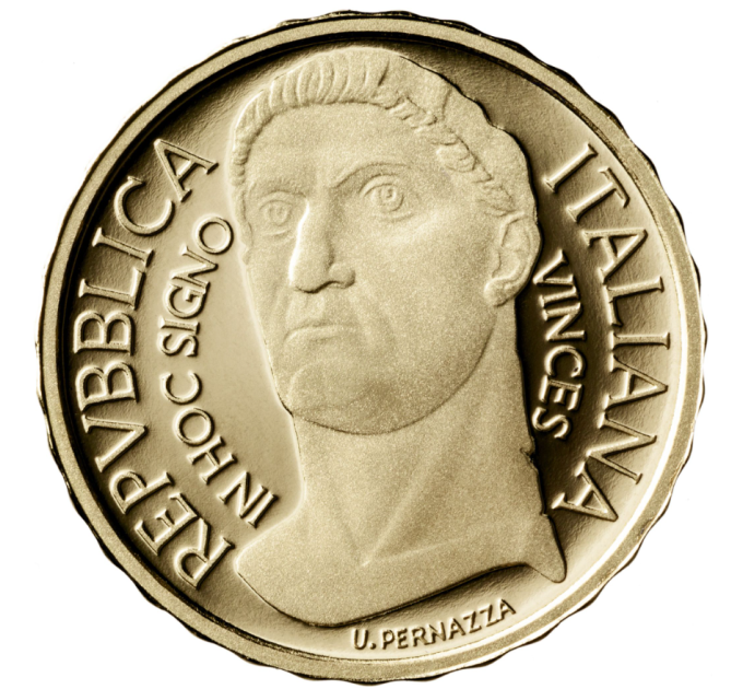 Italia 10 euron kultaa PROOF 2021 - Sarja Rooman keisarit - Costantino