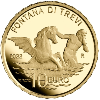 Italia 10 euron kultaa PROOF 2022 - Italian suihkulähteet - Trevin suihkulähde