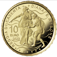 Italia 10 euron kultaa PROOF 2023 - Italian suihkulähteet - Casertan kuninkaallinen palatsi - Dianan ja Actaeonin suihkulähde