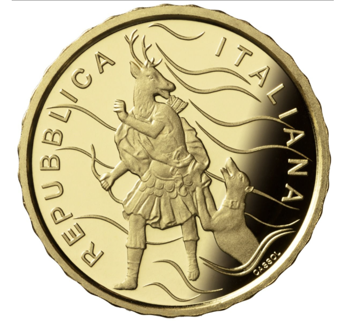 Italia 10 euron kultaa PROOF 2023 - Italian suihkulähteet - Casertan kuninkaallinen palatsi - Dianan ja Actaeonin suihkulähde