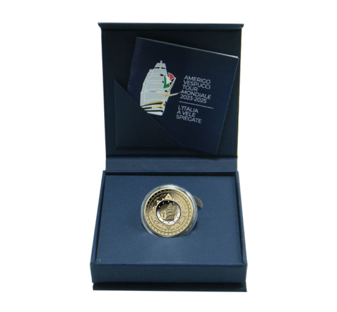 Italia 2 euro + 10 euro Proof 2025 - Amerigo Vespucci -laivan matka