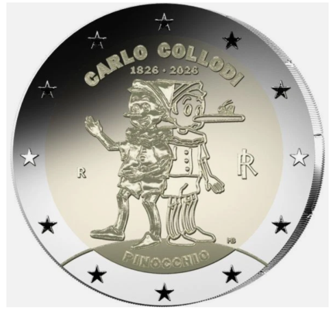 Italia 2 euron Proof 2026 - Carlo Collodin syntymän 200-vuotisjuhla