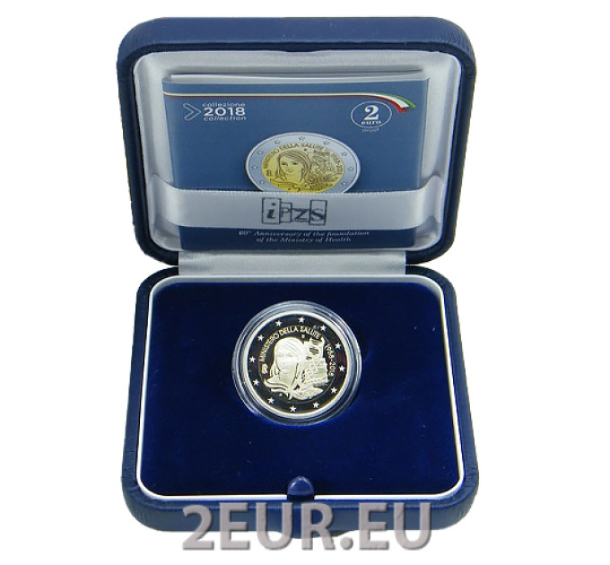 Italian 2 euron proof 2018 - 60 vuotta Italian terveysministeriön perustamisesta 1958