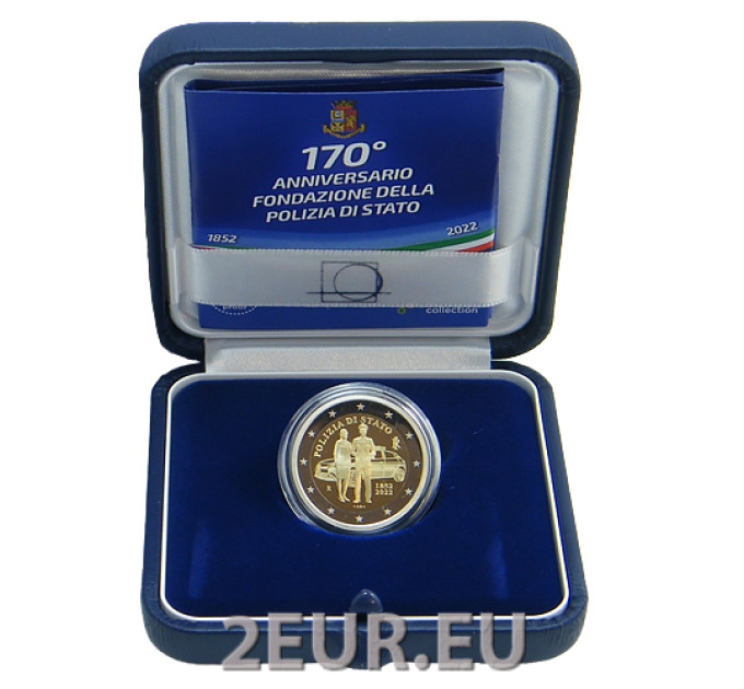Italian 2 euron proof 2022 - 170 vuotta Italian kansallisen poliisin perustamisesta