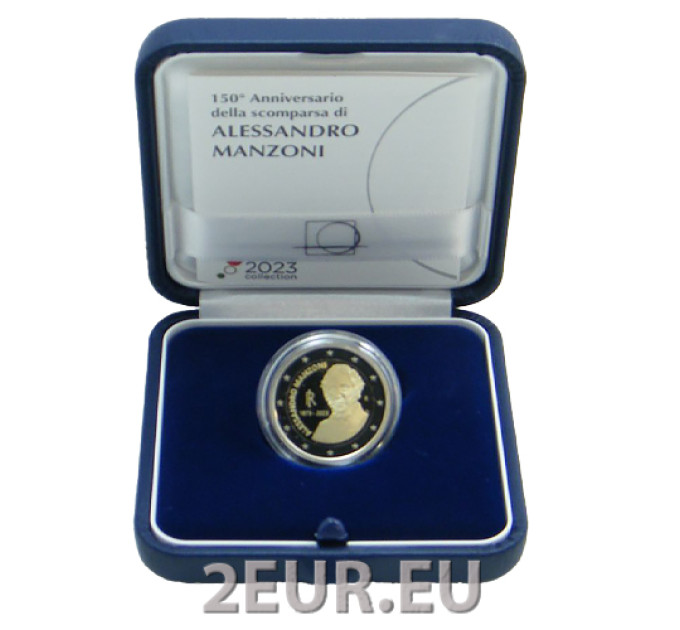 Italian 2 euron proof 2023 - 150 vuotta Alessandro Manzonin kuolemasta