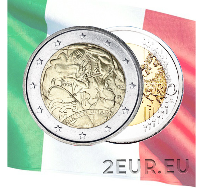Italia 2 euron UNC 2008 - Ihmisoikeuksien julistus