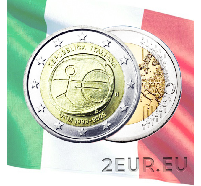 Italia 2 euron UNC 2009 - 10 vuoden euro
