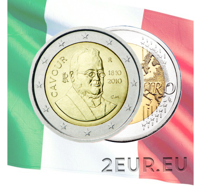 Italia 2 euron UNC 2010 - 200 vuotta Camillo Benson syntymästä, kreivi Cavoure