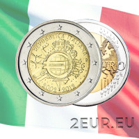 Italia 2 euron UNC 2012 - 10 vuotta eurokäteistä