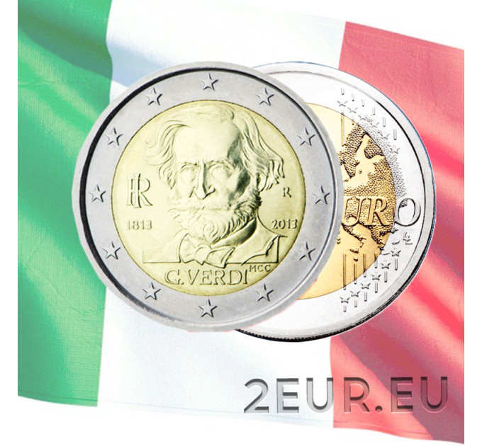 Italia 2 euron UNC 2013 - Giuseppe Verdin syntymän 200 vuotta