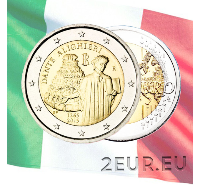 Italia 2 euron UNC 2015 - 750 vuotta Dante Alighierin syntymästä