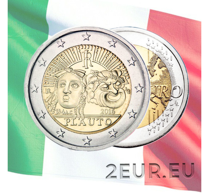 Italia 2 euron UNC 2016 - 2200 vuotta Titus Maccio Plautuksen kuolemasta