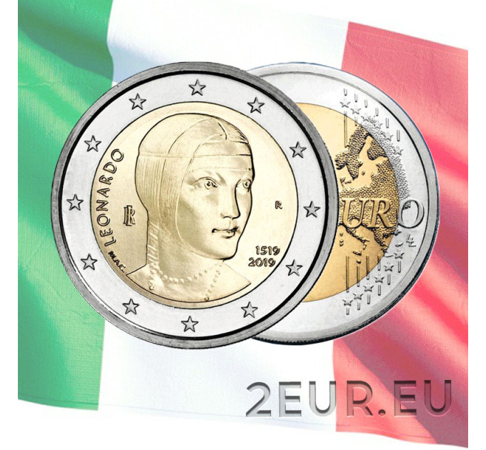 Italia 2 euron UNC 2019 - Leonardo da Vincin 500-vuotisjuhla