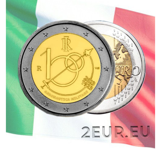 Italia 2 euron UNC 2023 - 100 vuotta Italian ilmavoimista