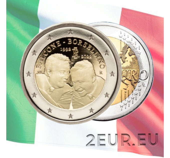 Italia 2 euron UNC 2022 - 30 vuotta Giovanni Falconen ja Paolo Borsellinon kuolemasta