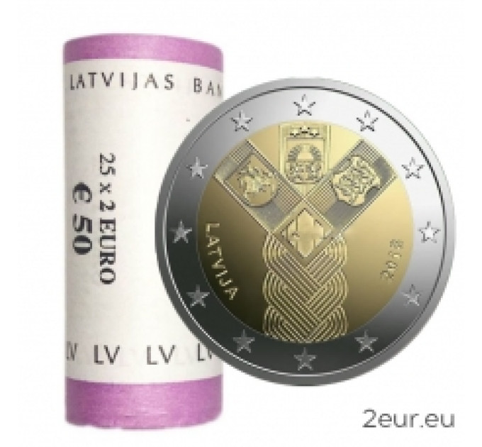 Latvia 2 euroa UNC rullaa 2018 - Baltian maiden itsenäisyyden 100 vuotta