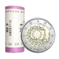 Latvia 2 euroa UNC rullaa 2015 – 30 vuotta EU:n lippua